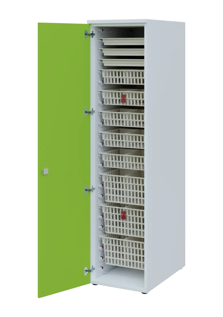 EUROMEDICA D - 46 ABS skříň léková boxová, 1-dveřová, levá, 1950x460x735, korpus bílý, dvířka jarní